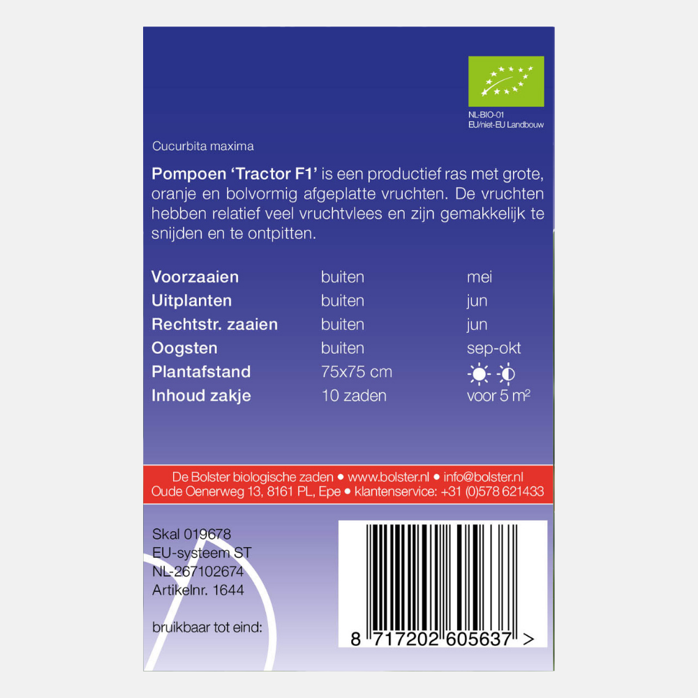 Pompoen 'Tractor F1' BIO