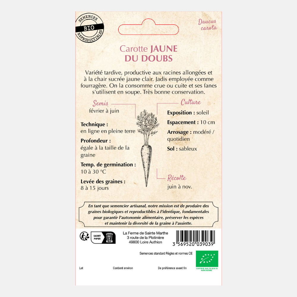 Wortel 'Geel uit Doubs' BIO