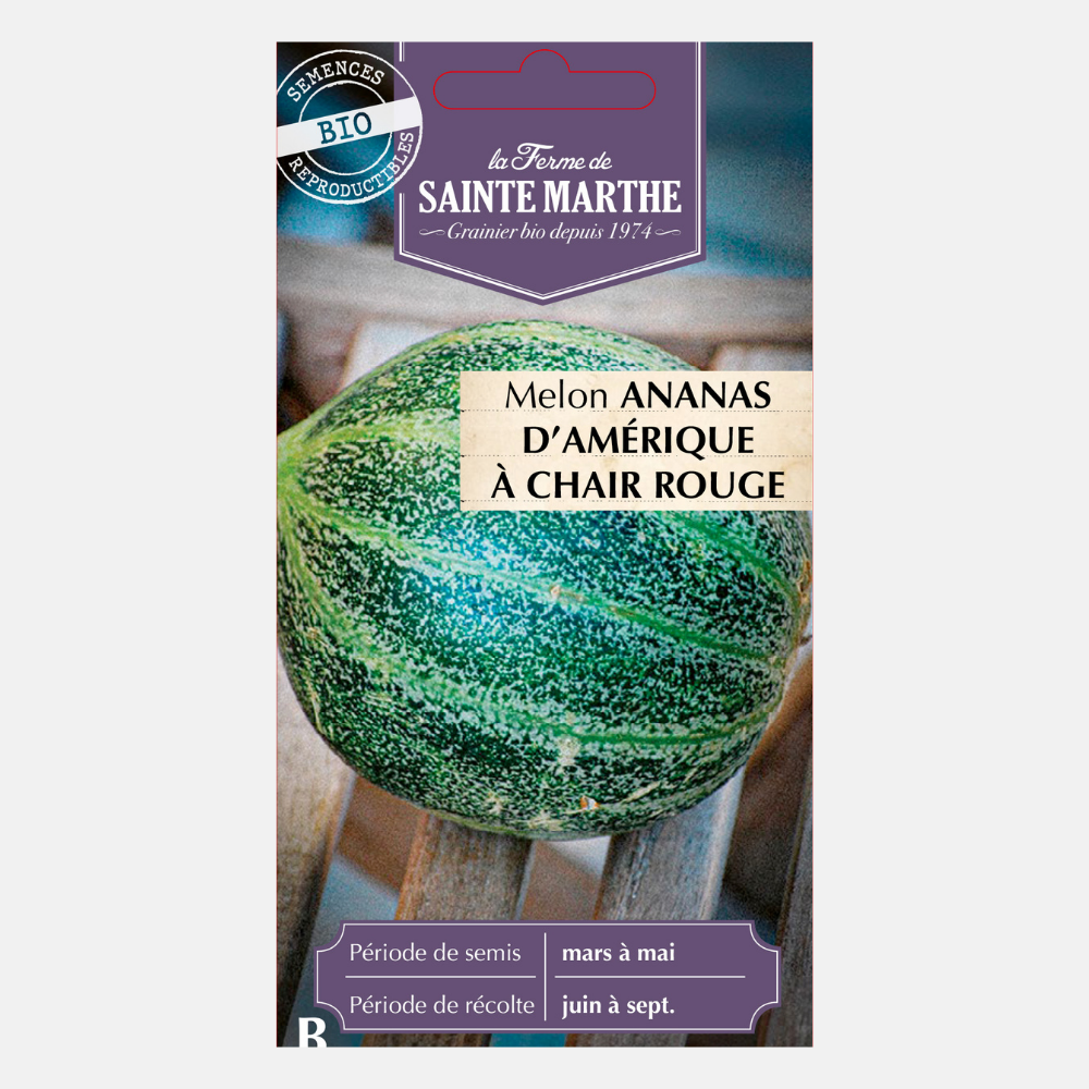 Meloen 'Ananas D'Amerique à chair rouge' BIO