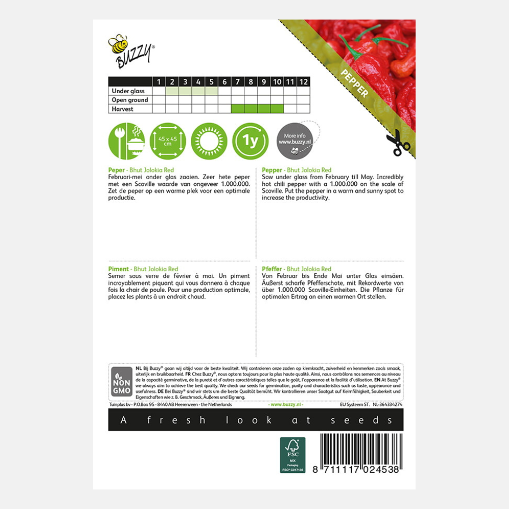 Poivre 'Bhut Jolokia' - 1000000 Scoville