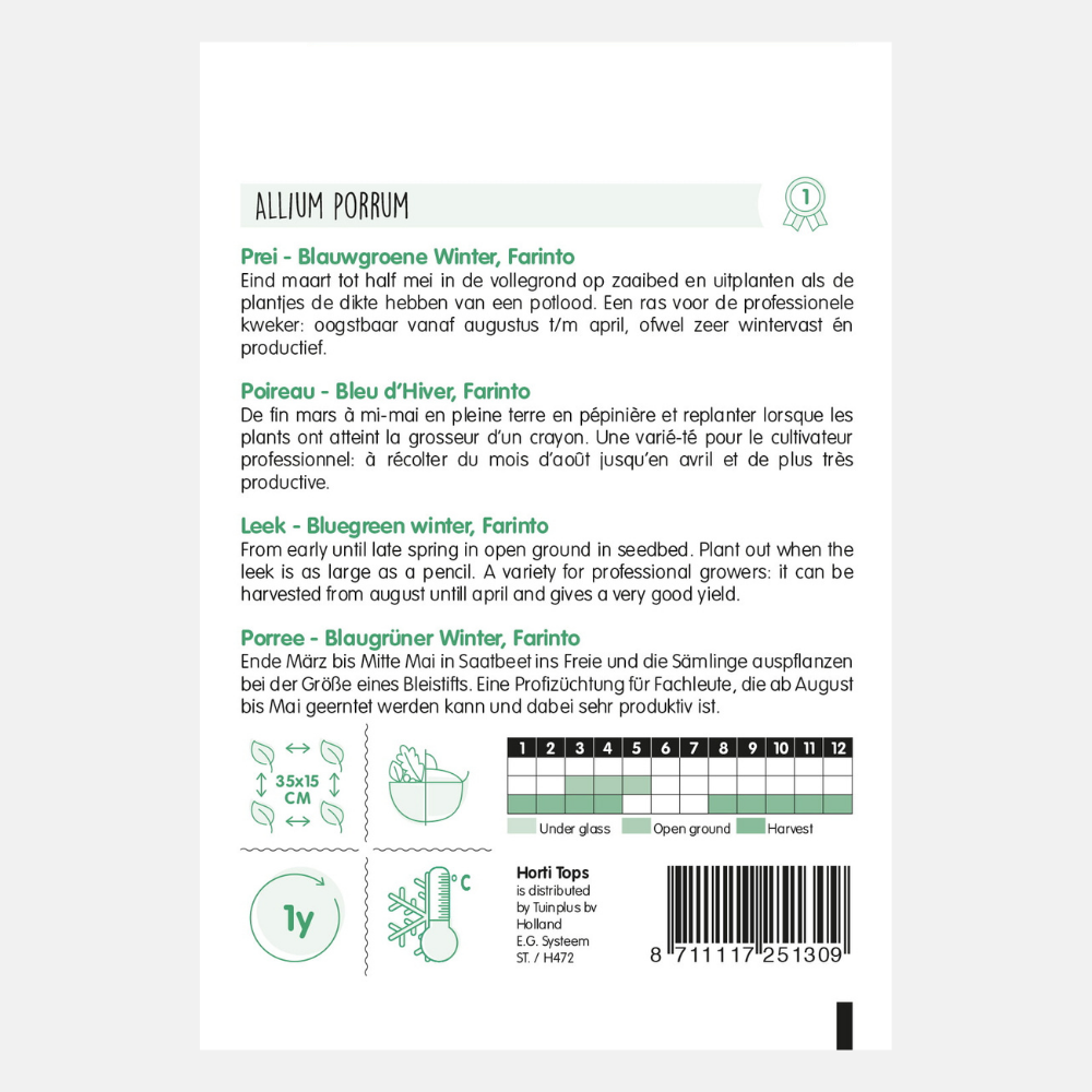 Leek 'Blue-green Winter - Farinto'