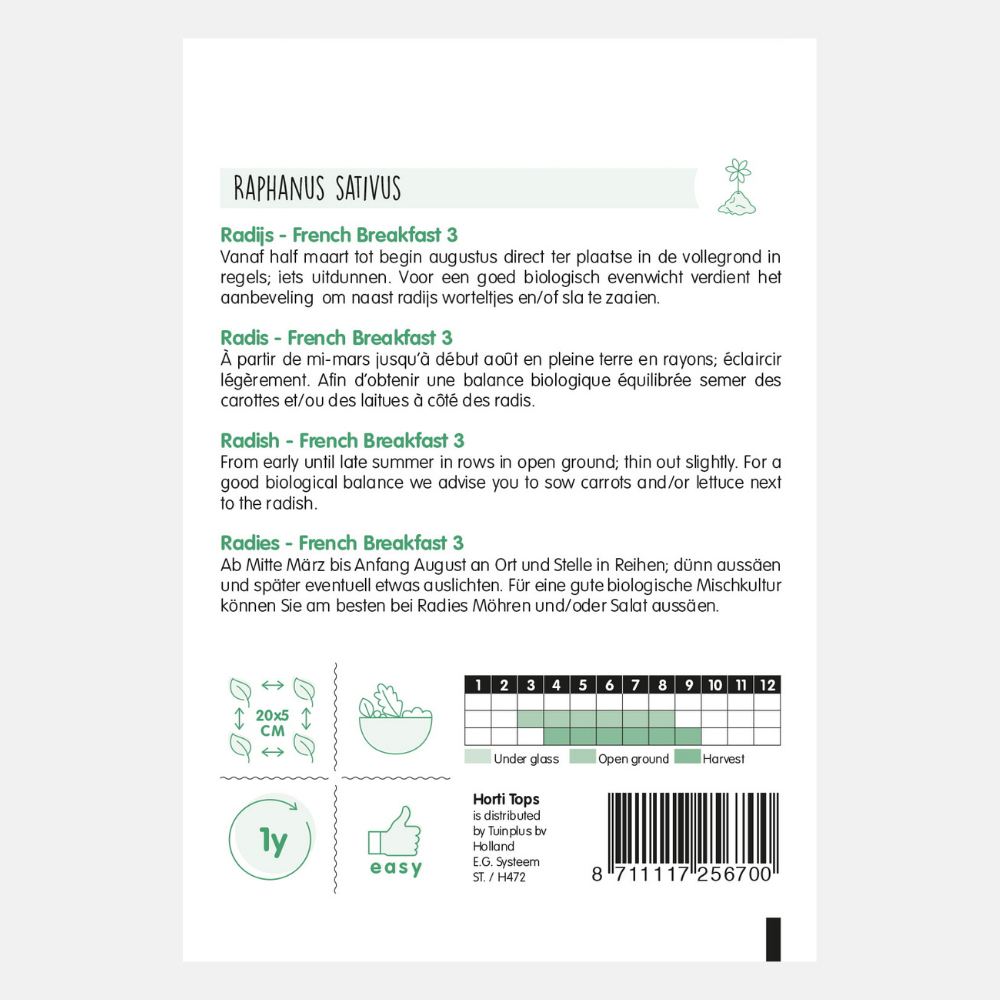 Radish 'French Breakfast 3'/'Half-long Red Large White Point'