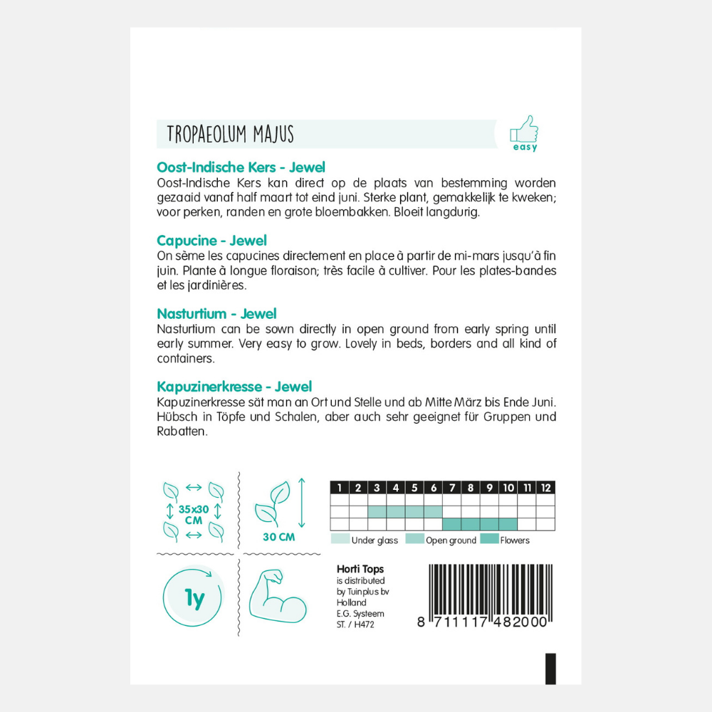 Nasturtium 'Jewel' - double flowered, mixed, low