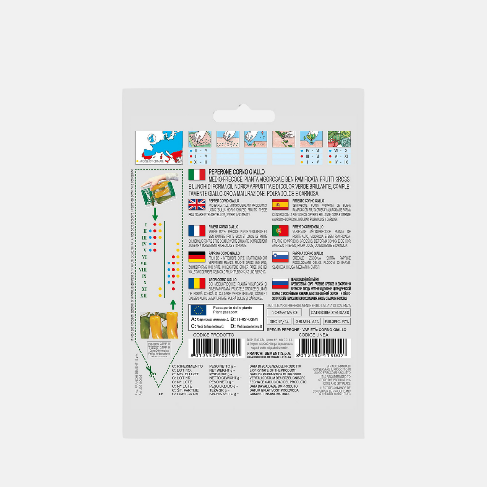 Yellow pointed pepper 'Peperone Corno Giallo'