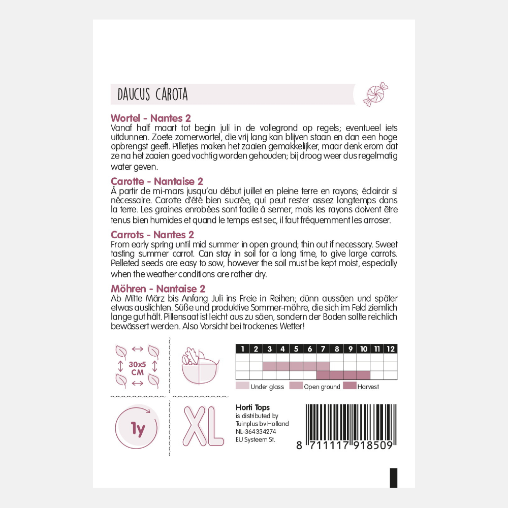 Wortel 'Nantes 2' - halflange, pillenzaad