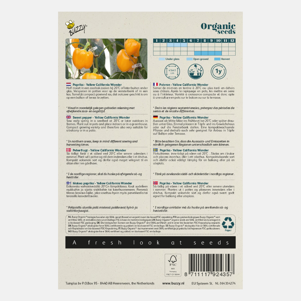 Bell pepper 'Yellow California Wonder' BIO