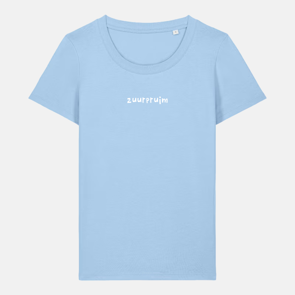 Dames t-shirt - Zuurpruim geborduurd