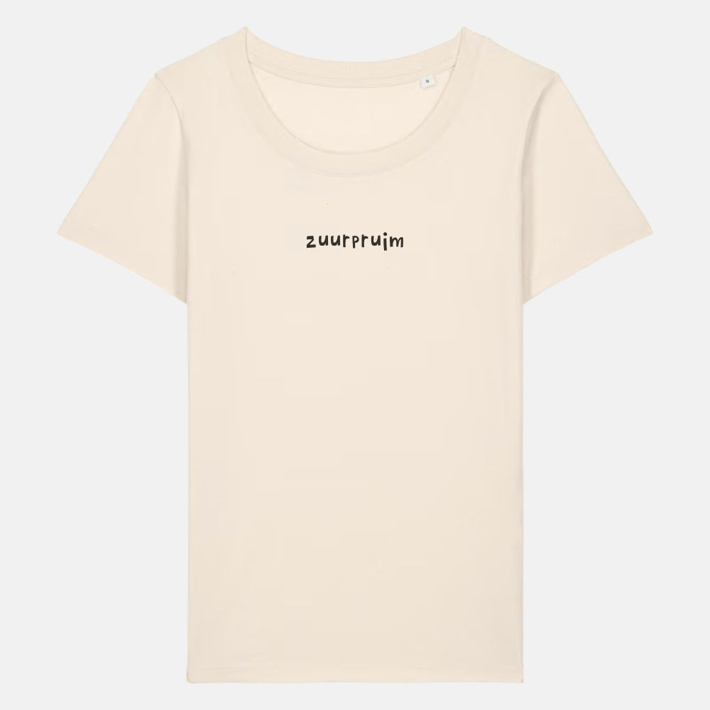 Dames t-shirt - Zuurpruim geborduurd