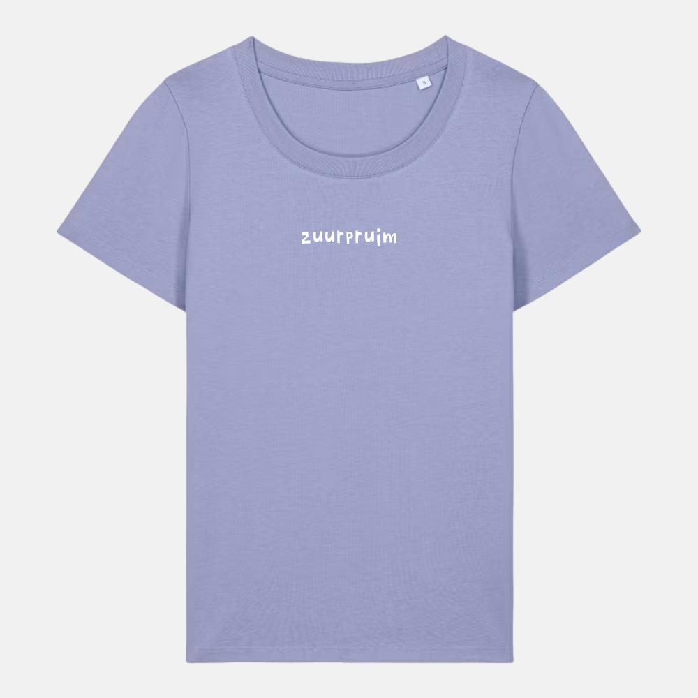 Dames t-shirt - Zuurpruim geborduurd