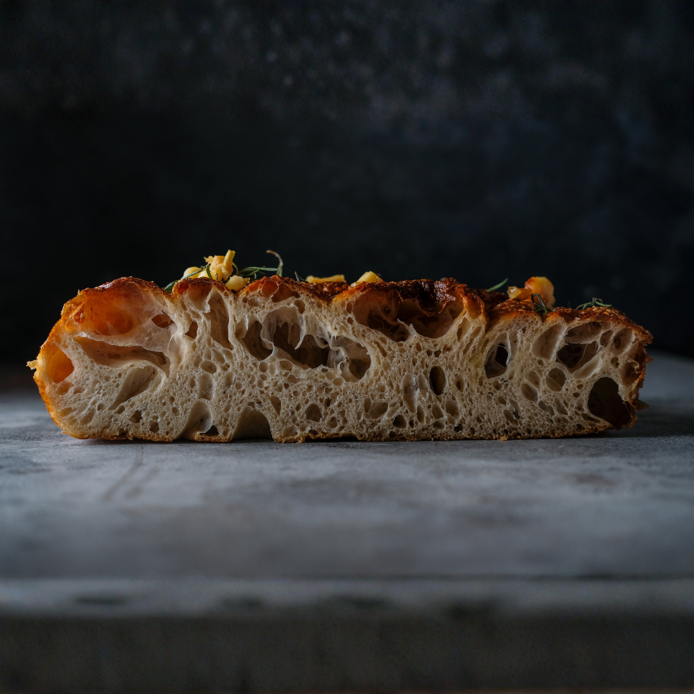 Focaccia doorsnede
