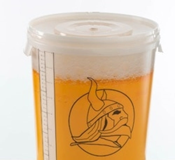 Brüheimer mit Deckel, 30 l, graduiert, mit Bierzapfhahn