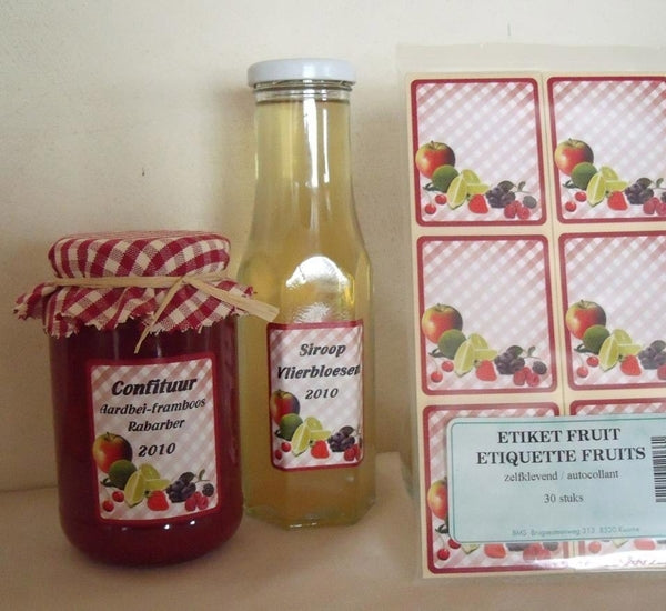 Etiketten fruitmotief zelfklevend (30 stuks)