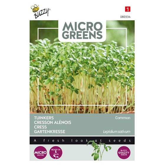 Buzzy Microgreens kiemgroenten. Tuinkers 15 gram