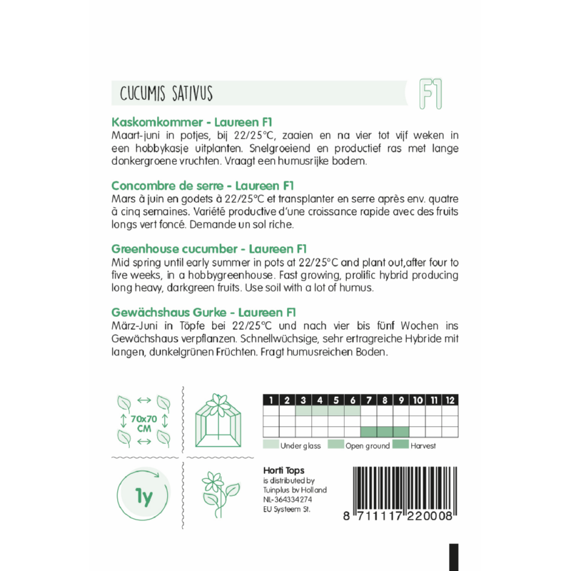 Concombre Laureen F1 - contenu : 8 graines