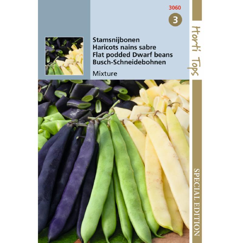 Haricots tiges ou buissonnants - mélange violet. jaune et vert 30 grammes d'Hortitops