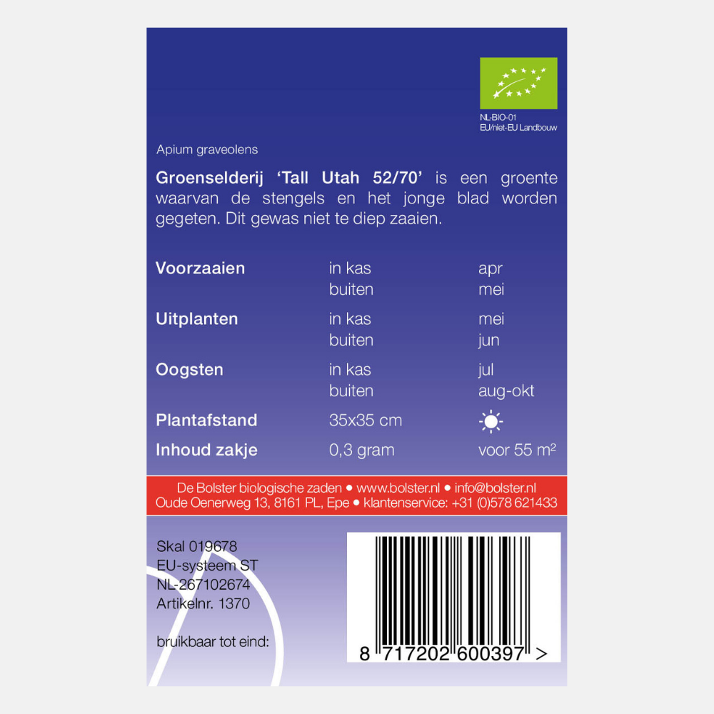 Groenselderij ‘Tall Utah 52/70' BIO