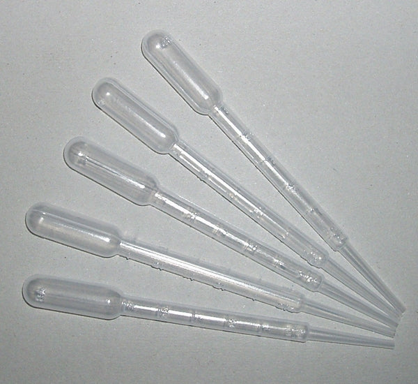 Pipet druppelteller PE 3ml 5 stuks - blauwloog en jodiumoplossing titreren