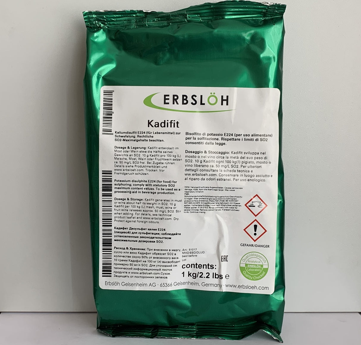 Métabisulfite de potassium (E224) 1 kilo