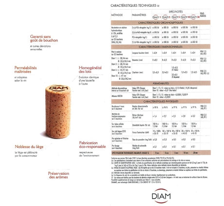 Bouchon à vin DIAM 2 44/24,5 100 pièces liège composite 