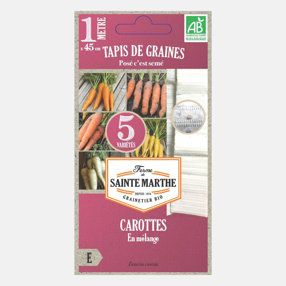 Boite de tapis de semences (1m x 45cm) carottes 5 variétés BIO