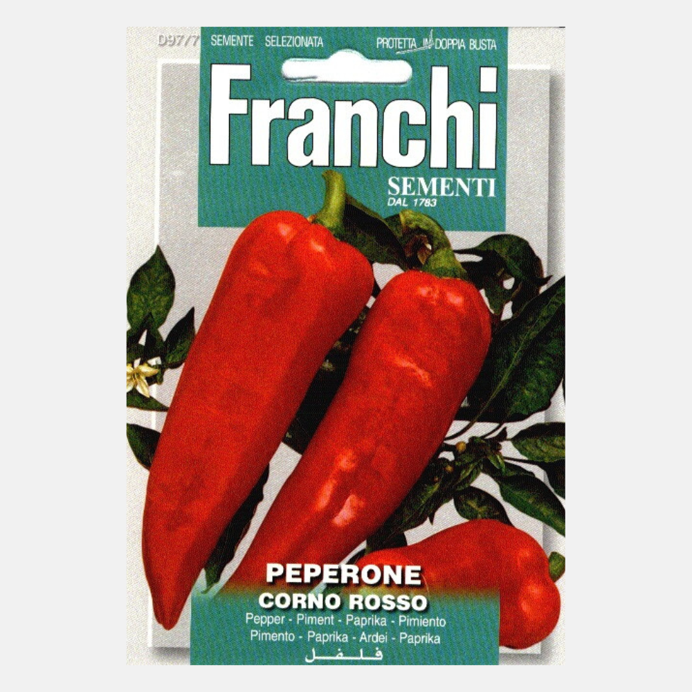 Piment rouge pointu Peperone Corno Rosso 200 graines Franchi