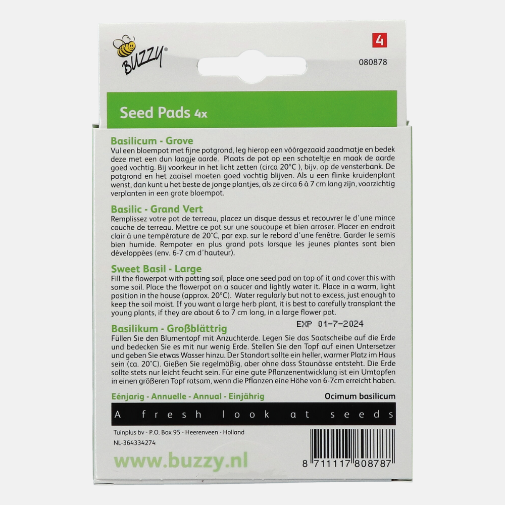 Buzzy® Seedpads Basilicum 4x 8cm