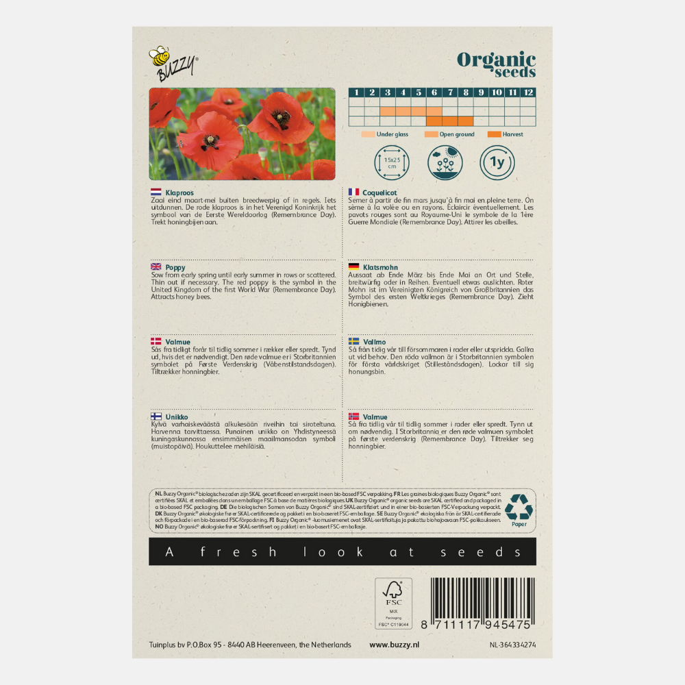 Coquelicot biologique Buzzy. Rouge Coquelicot BIO