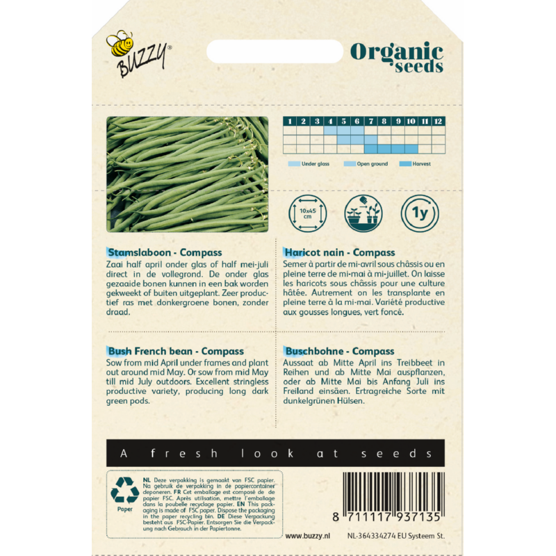 Buzzy® Haricots verts standards biologiques Compass 50g (BIO)