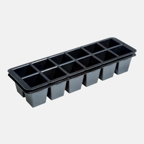 Kleine Aussaatschale 12 Löcher aus Hartplastik – 36,5 x 13 x 6 cm (2er-Set)