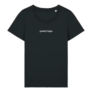 Dames t-shirt 'zuurpruim' geborduurd