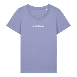 Dames t-shirt 'zuurpruim' geborduurd
