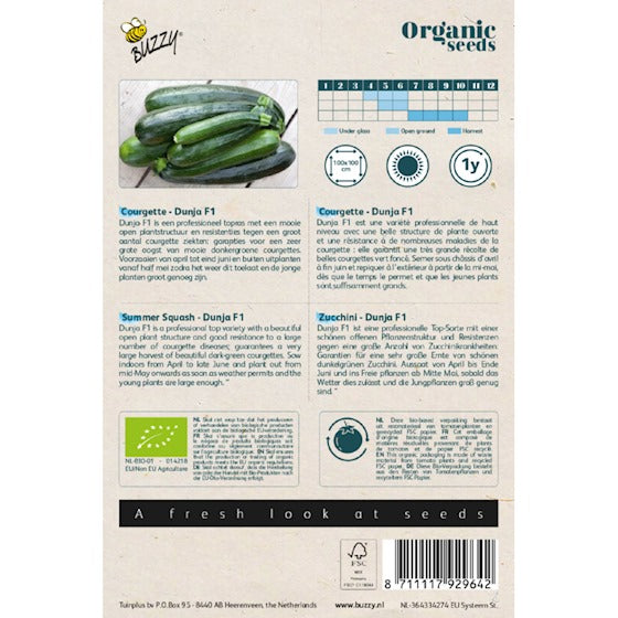 Buzzy Organic Courgette Dunja F1 (BIO) - contenu : 7 graines