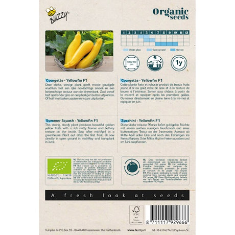 Buzzy Organic Zucchini Yellowfin F1 (BIO) – Inhalt: ca. 7 Samen