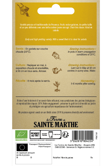 Graines de Paprika Petit Marseillais Bio