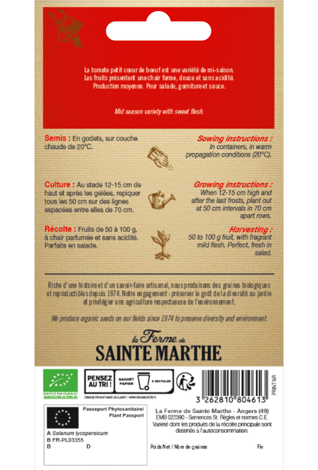 Graines de Tomate Petit coeur de boef BIO