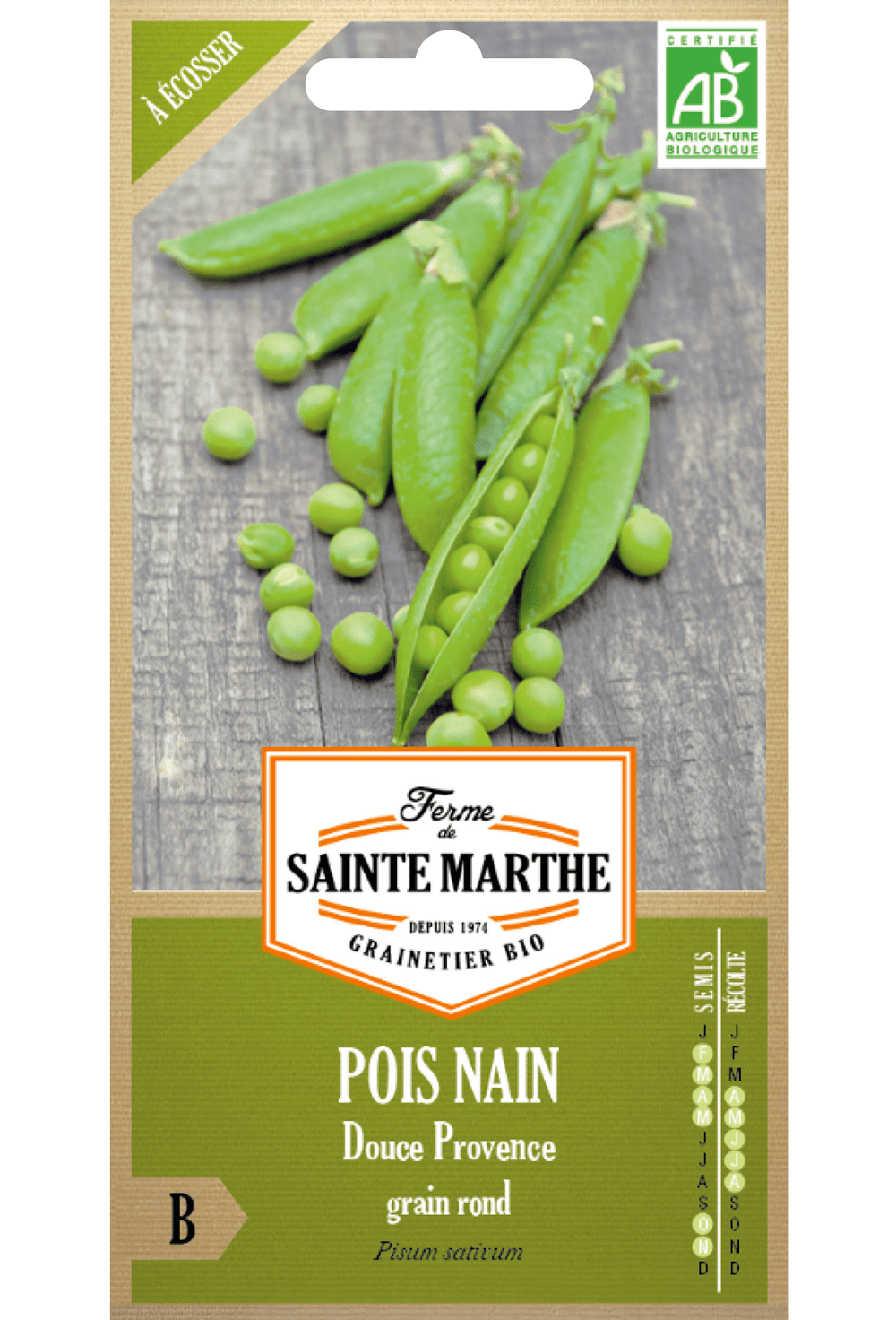 Petit pois 'Douce Provence' (pois rond) 10 g Graines Bio