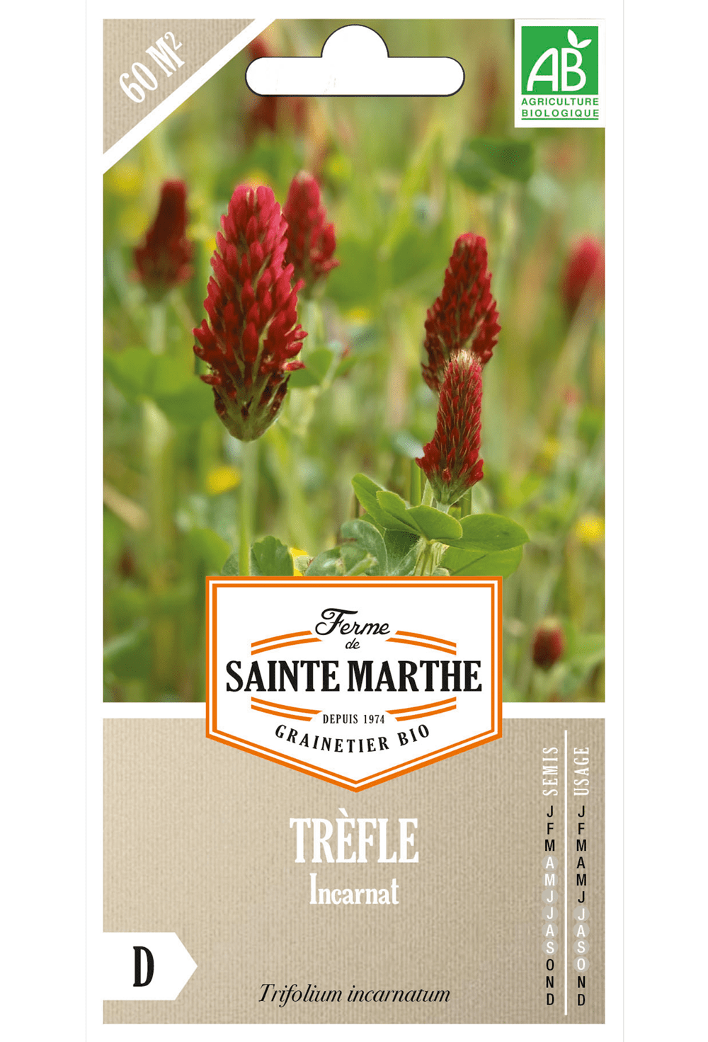 Trèfle incarné annuel - pour 60 m² Graines BIO