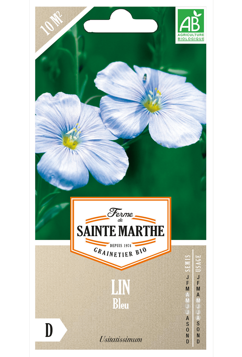 Lin bleu (Linum usitatissimum) annuelle - pour 15 m² Graines BIO