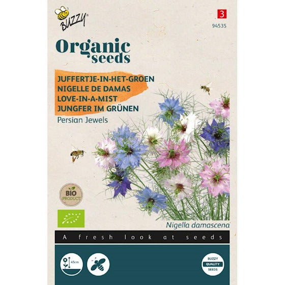 Nigelle biologique Buzzy. Bijou persan Missy-in-green - contenu : 0,25 grammes