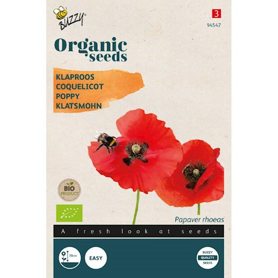 Buzzy Organic Papaver. Klaproos Rood (BIO) - inh.: 0.25 gram