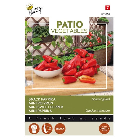 Paprika Snacking Red - ca. 6 zaden - ideaal om te kweken in pot